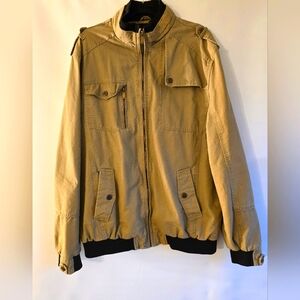 WANTDO MEN'S MILITARY CASUAL JACKET STAND COLLAR TAN SIZE XXLARGE